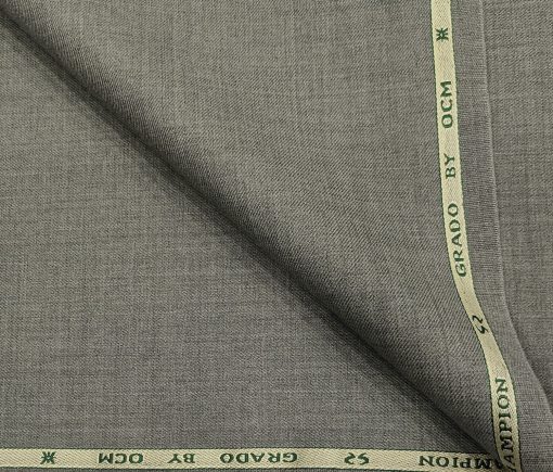 OCM Men's Wool Solids  Unstitched Suiting Fabric (Light Worsted Grey)