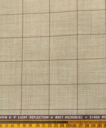 Raymond Men's Wool Checks Super 90's Unstitched Suiting Fabric (Beige)