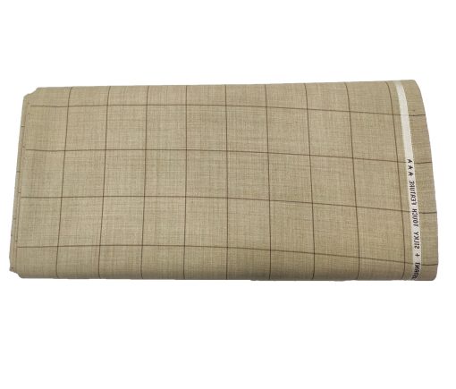 Raymond Men's Wool Checks Super 90's Unstitched Suiting Fabric (Beige)