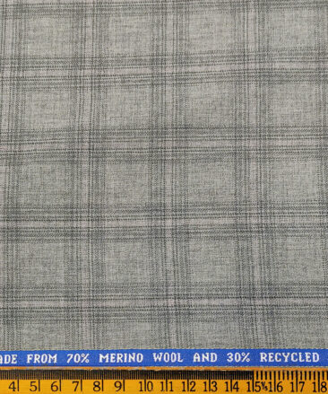 Raymond Men's Wool Checks Sustainouva  Unstitched Suiting Fabric (Light Grey)