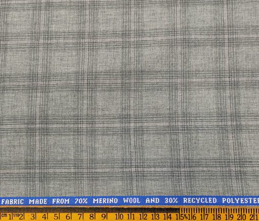 Raymond Men's Wool Checks Sustainouva  Unstitched Suiting Fabric (Light Grey)