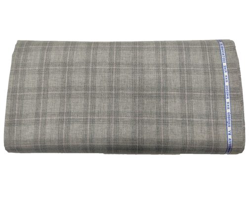 Raymond Men's Wool Checks Sustainouva  Unstitched Suiting Fabric (Light Grey)