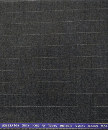 Raymond Men's Wool Striped Super 120's Unstitched Suiting Fabric (Dark Grey)