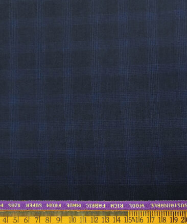 Raymond Men's Wool Checks Super 120's  Unstitched Suiting Fabric (Dark Navy Blue)