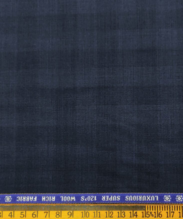 Raymond Men's Wool Checks Super 120's Unstitched Suiting Fabric (Dark Navy Blue)