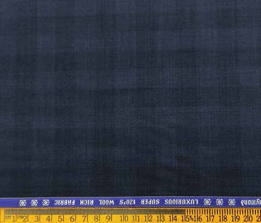 Raymond Men's Wool Checks Super 120's Unstitched Suiting Fabric (Dark Navy Blue)