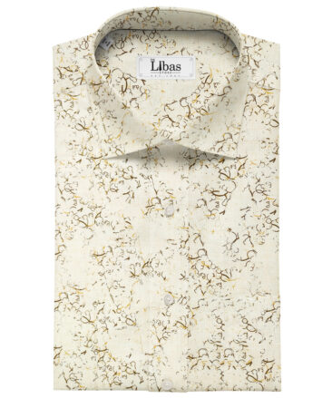 Bombay Rayon Men's Cotton Printed 2.25 Meter Unstitched Shirting Fabric (Cream & Beige)