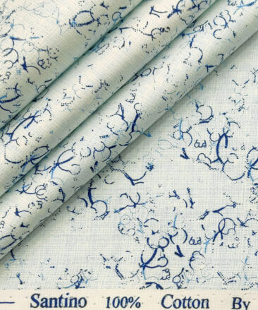 Bombay Rayon Men's Cotton Printed 2.25 Meter Unstitched Shirting Fabric (Sky Blue)