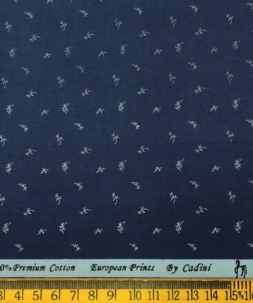 Cadini Men's Cotton Printed 2.25 Meter Unstitched Shirting Fabric (Royal Blue)