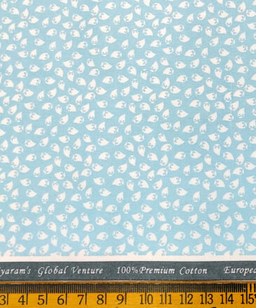 Cadini Men's Cotton Printed 2.25 Meter Unstitched Shirting Fabric (Firozi Blue)