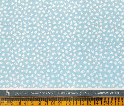 Cadini Men's Cotton Printed 2.25 Meter Unstitched Shirting Fabric (Firozi Blue)