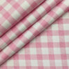 Cadini Men's Giza Cotton Checks 2 Meter Unstitched Shirting Fabric (White & Pink)