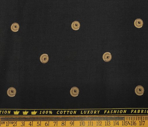 Donzito Men's Cotton Printed 2.25 Meter Unstitched Shirting Fabric (Black)