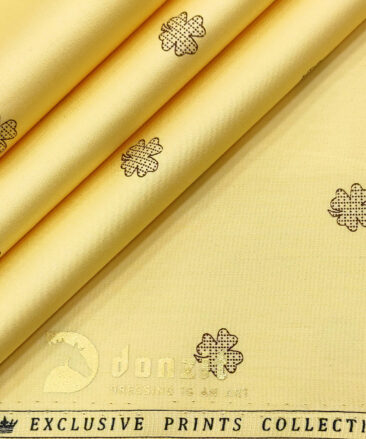 Donzito Men's Cotton Printed 2.25 Meter Unstitched Shirting Fabric (Blonde Yellow)