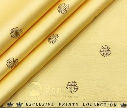 Donzito Men's Cotton Printed 2.25 Meter Unstitched Shirting Fabric (Blonde Yellow)