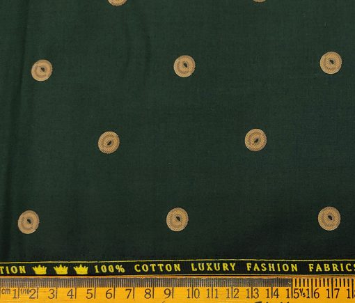 Donzito Men's Cotton Printed 2.25 Meter Unstitched Shirting Fabric (Dark Green)