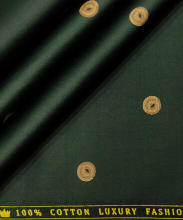 Donzito Men's Cotton Printed 2.25 Meter Unstitched Shirting Fabric (Dark Green)