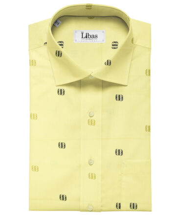 Donzito Men's Cotton Printed 2.25 Meter Unstitched Shirting Fabric (Lemon Yellow)