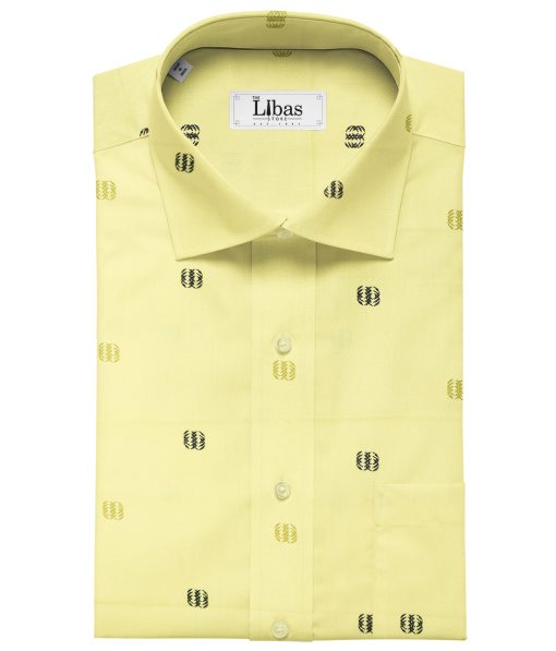 Donzito Men's Cotton Printed 2.25 Meter Unstitched Shirting Fabric (Lemon Yellow)