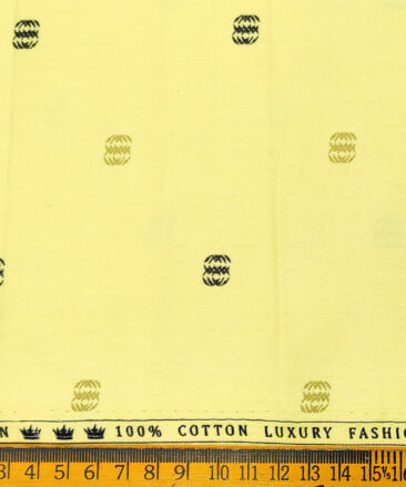 Donzito Men's Cotton Printed 2.25 Meter Unstitched Shirting Fabric (Lemon Yellow)