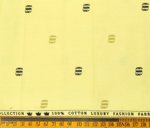 Donzito Men's Cotton Printed 2.25 Meter Unstitched Shirting Fabric (Lemon Yellow)