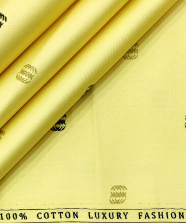 Donzito Men's Cotton Printed 2.25 Meter Unstitched Shirting Fabric (Lemon Yellow)