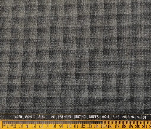 J.Hampstead Men's Wool Checks Super 90's Unstitched Suiting Fabric (Light Grey)