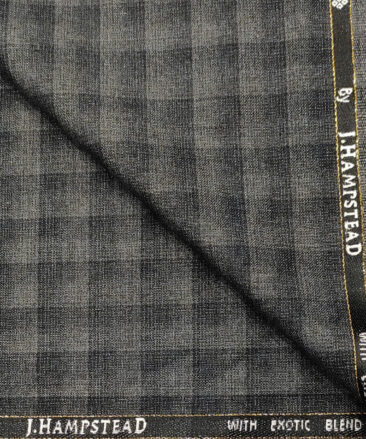 J.Hampstead Men's Wool Checks Super 90's Unstitched Suiting Fabric (Light Grey)