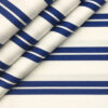 Mafatlal Men's Giza Cotton Striped 2 Meter Unstitched Shirting Fabric (White & Royal Blue)