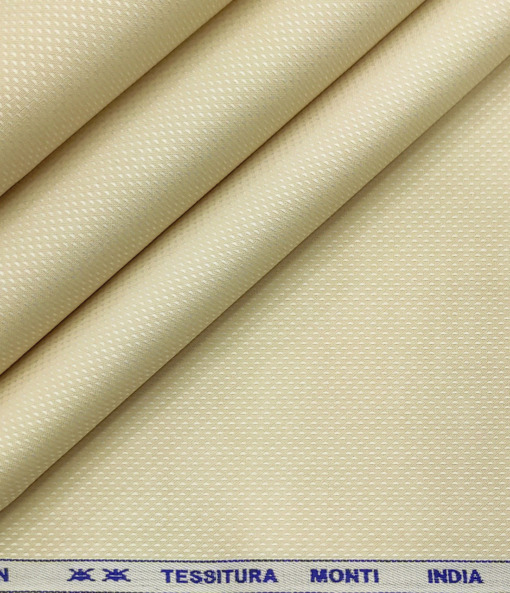 Tessitura Monti Men's Giza Cotton Structured 2 Meter Unstitched Shirting Fabric (Beige)