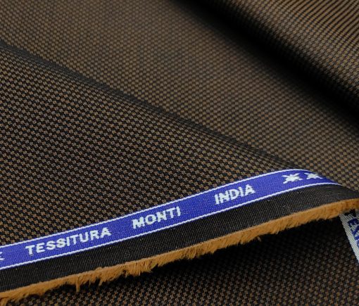 Tessitura Monti Men's Giza Cotton Structured 2 Meter Unstitched Shirting Fabric (Dark Brown)