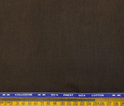 Tessitura Monti Men's Giza Cotton Structured 2 Meter Unstitched Shirting Fabric (Dark Brown)