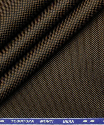 Tessitura Monti Men's Giza Cotton Structured 2 Meter Unstitched Shirting Fabric (Dark Brown)