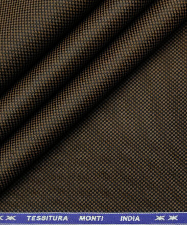 Tessitura Monti Men's Giza Cotton Structured 2 Meter Unstitched Shirting Fabric (Dark Brown)