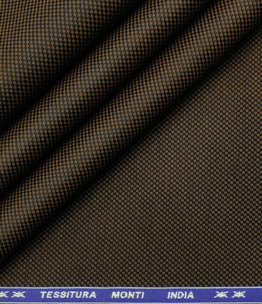 Tessitura Monti Men's Giza Cotton Structured 2 Meter Unstitched Shirting Fabric (Dark Brown)