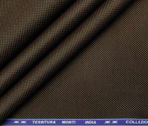 Tessitura Monti Men's Giza Cotton Structured 2 Meter Unstitched Shirting Fabric (Dark Brown)