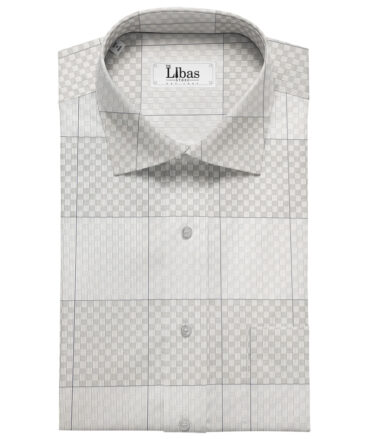 Tessitura Monti Men's Giza Cotton Checks 2 Meter Unstitched Shirting Fabric (Light Grey)