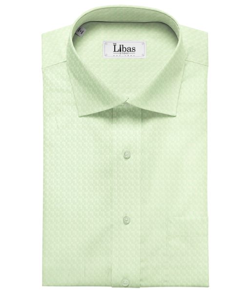 Tessitura Monti Men's Giza Cotton Self Design 2 Meter Unstitched Shirting Fabric (Light Green)