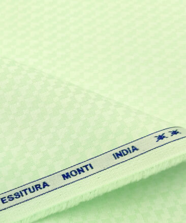 Tessitura Monti Men's Giza Cotton Self Design 2 Meter Unstitched Shirting Fabric (Light Green)