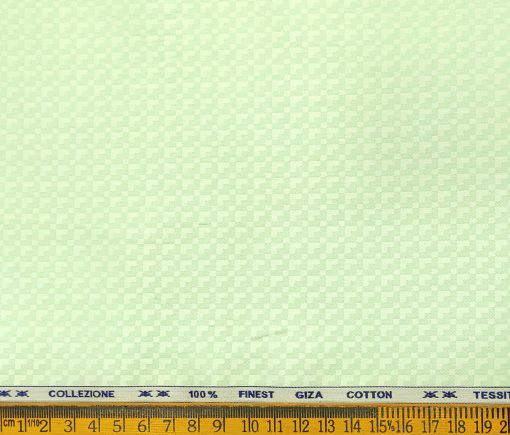 Tessitura Monti Men's Giza Cotton Self Design 2 Meter Unstitched Shirting Fabric (Light Green)