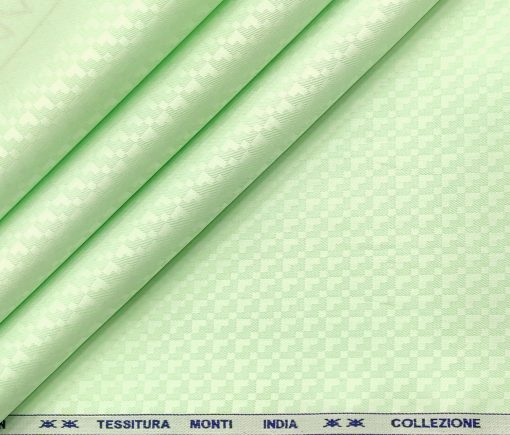 Tessitura Monti Men's Giza Cotton Self Design 2 Meter Unstitched Shirting Fabric (Light Green)