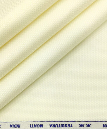 Tessitura Monti Men's Giza Cotton Structured 2 Meter Unstitched Shirting Fabric (Cream)