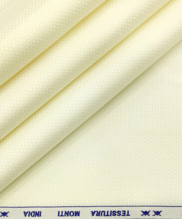 Tessitura Monti Men's Giza Cotton Structured 2 Meter Unstitched Shirting Fabric (Cream)