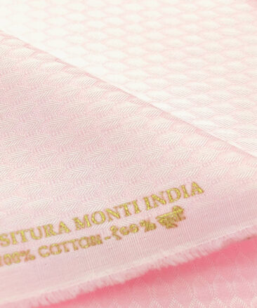 Tessitura Monti Men's Giza Cotton Structured 2 Meter Unstitched Shirting Fabric (Pink)