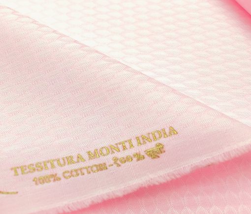 Tessitura Monti Men's Giza Cotton Structured 2 Meter Unstitched Shirting Fabric (Pink)