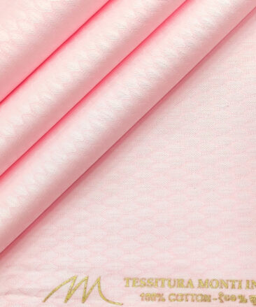 Tessitura Monti Men's Giza Cotton Structured 2 Meter Unstitched Shirting Fabric (Pink)