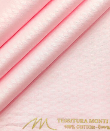 Tessitura Monti Men's Giza Cotton Structured 2 Meter Unstitched Shirting Fabric (Pink)