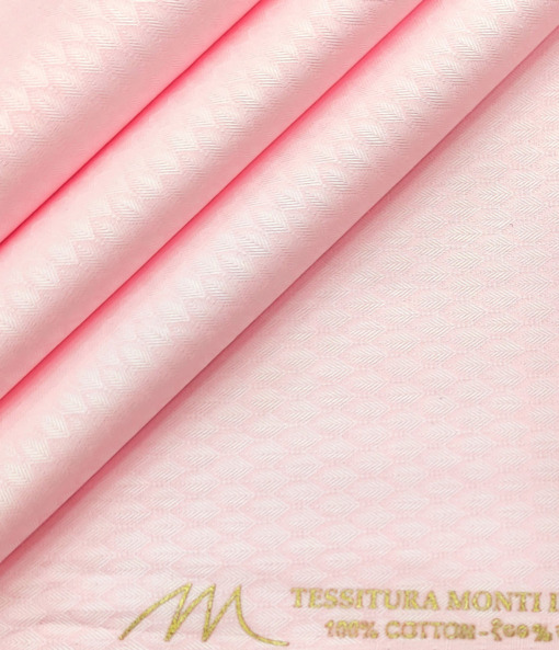 Tessitura Monti Men's Giza Cotton Structured 2 Meter Unstitched Shirting Fabric (Pink)