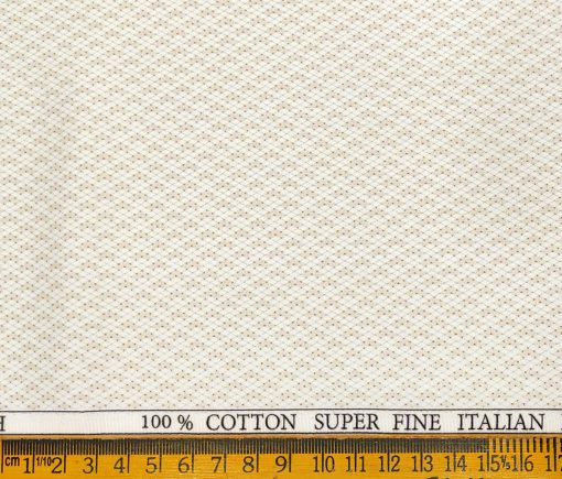 PEE GEE Men's Cotton Printed 2.25 Meter Unstitched Shirting Fabric (Milky White)