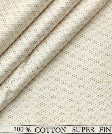 PEE GEE Men's Cotton Printed 2.25 Meter Unstitched Shirting Fabric (Milky White)